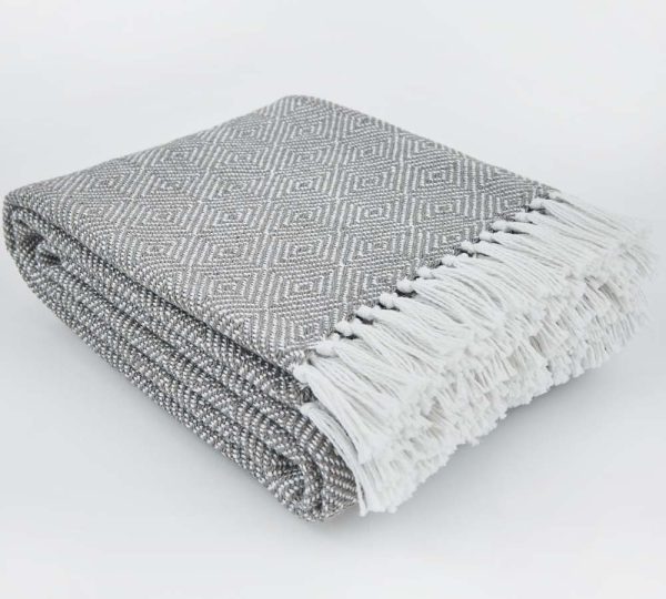 Weaver Green Diamond Slate Grey Blanket